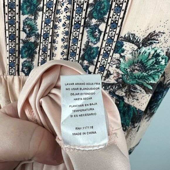 Soieblu Pink Long Sleeve Dress With Blue/Green Floral Pattern - Picture 7 of 8